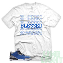 Load image into Gallery viewer, Varsity Royal &quot;Blessed7&quot; Air Jordan 3 White Sneaker Shirt
