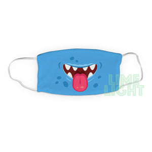Blue "Tongue Out Monster" Childrens Youth Reusable Washable Face Mask