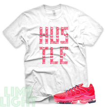 Load image into Gallery viewer, Bright Crimson/ Pink Blast/ Court Purple &quot;Time is Money&quot; VaporMax Plus White T-Shirt
