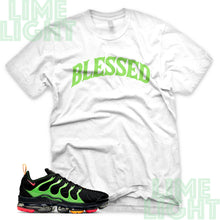 Load image into Gallery viewer, Ember Glow/Electric Green/Kumquat &quot;Blessed&quot; VaporMax Plus White Sneaker T-Shirt
