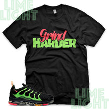 Load image into Gallery viewer, Ember Glow/Electric Green/Kumquat &quot;Grind Harder&quot; VaporMax Plus Black Sneaker T-Shirt
