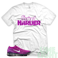 Load image into Gallery viewer, Vivid Purple &quot;Grind Harder&quot; Nike Air VaporMax Flyknit 3 White T-Shirt
