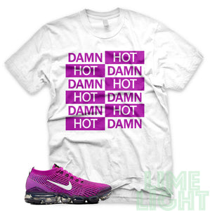Vivid Purple "Hot Damn" Nike Air VaporMax Flyknit 3 White T-Shirt