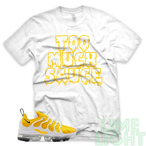 Speed Yellow Vapormax Plus "Too Much Sauce" White Sneaker Shirt