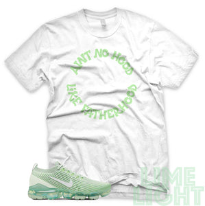 Ghost Green "Ain't No Hood Like Fatherhood" Nike VaporMax Flyknit 3 White T-Shirt