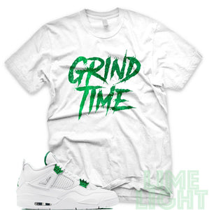 Air Jordan 4 Metallic Green "Grind Time" White Sneaker T-Shirt