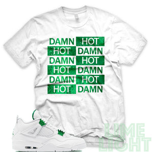 Air Jordan 4 Metallic Green "Hot Damn" White Sneaker T-Shirt