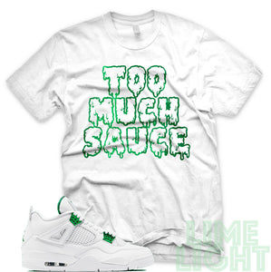 Air Jordan 4 Metallic Green "Too Much Sauce" White Sneaker T-Shirt