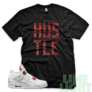 Air Jordan 4 Metallic Red "Time is Money" AJ4 Black Sneaker T-Shirt