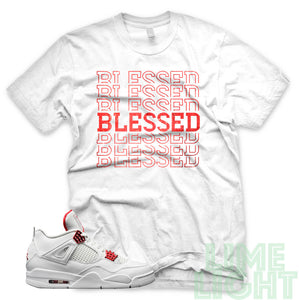 Air Jordan 4 Metallic Red " Blessed 7" AJ4 White Sneaker T-Shirt