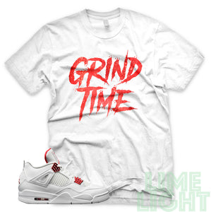 Air Jordan 4 Metallic Red "Grind Time" AJ4 White Sneaker T-Shirt
