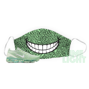 Ghost Green "Elephant Print Smile" Vapormax Flyknit Washable Reusable Face Mask with Interior Filter Pocket