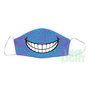 Pink/Blue "Elephant Print Smile" Reusable Washable Face Mask with Interior Filter Pocket