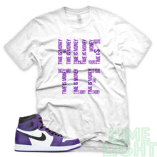 Load image into Gallery viewer, Court Purple &quot;Time is Money&quot; Air Jordan 1 Retro White Sneaker T-Shirt
