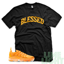 Load image into Gallery viewer, Laser Orange &quot;Blessed&quot; VaporMax Plus Black Sneaker Shirt
