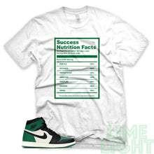 Load image into Gallery viewer, Pine Green &quot;Success Nutrition Facts&quot; Air Jordan 1 Retro OG White Sneaker T-Shirt
