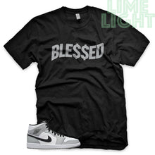 Load image into Gallery viewer, Light Smoke Grey &quot;Money Blessed&quot; Air Jordan 1 Black Sneaker T-Shirt
