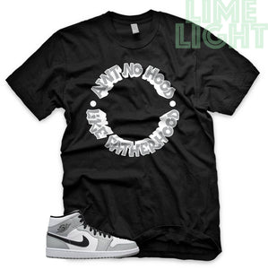 Light Smoke Grey "Ain't No Hood Like Fatherhood" Air Jordan 1 Black Sneaker T-Shirt