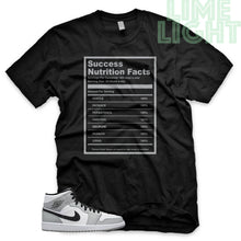 Load image into Gallery viewer, Light Smoke Grey &quot;Success Nutrition Facts&quot; Air Jordan 1 Black Sneaker T-Shirt
