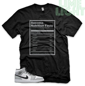 Light Smoke Grey "Success Nutrition Facts" Air Jordan 1 Black Sneaker T-Shirt