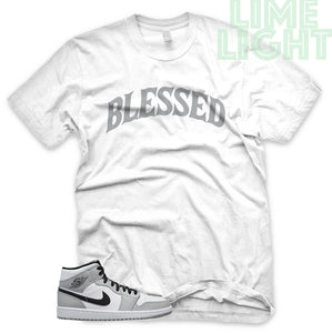 Light Smoke Grey "Blessed" Air Jordan 1 White Sneaker T-Shirt