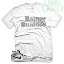 Load image into Gallery viewer, Light Smoke Grey &quot;Happy and Humble&quot; Air Jordan 1 White Sneaker T-Shirt
