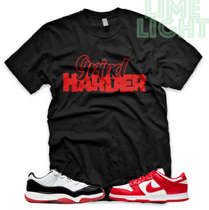 University Red "Grind Harder" Jordan 11 Retro Concord Bred Low | AJ1 Retro OG Bloodline | Dunk Low SP | AF1 Low | Black Sneaker Shirt