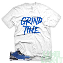 Load image into Gallery viewer, Varsity Royal &quot;Grind Time&quot; Air Jordan 3 White Sneaker Shirt
