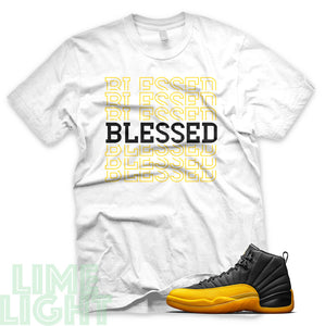 University Gold "Blessed7" Air Jordan 12 White Sneaker T-Shirt