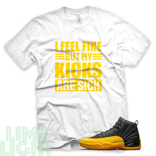 Load image into Gallery viewer, University Gold &quot;Sick Kicks&quot; Air Jordan 12 White Sneaker T-Shirt
