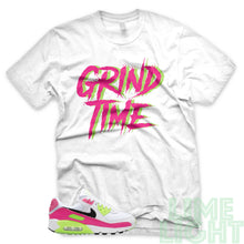 Load image into Gallery viewer, Pink Blast/ Ghost Green &quot;Grind Time&quot; Air Max 90 White T-Shirt
