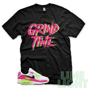 Pink Blast/ Ghost Green "Grind Time" Air Max 90 Black T-Shirt