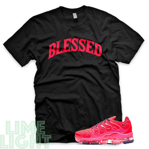 Bright Crimson/ Pink Blast/ Court Purple "Blessed" VaporMax Plus Black T-Shirt