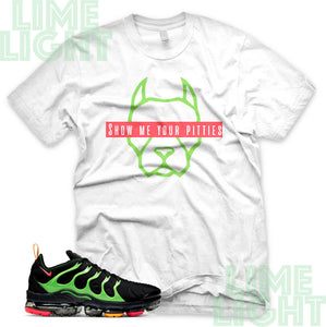 Ember Glow/Electric Green/Kumquat "Show Me Your Pitties" VaporMax Plus White Sneaker T-Shirt