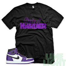Load image into Gallery viewer, Court Purple &quot;Grind Harder&quot; Air Jordan 1 Retro Black Sneaker T-Shirt
