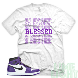 Court Purple "Blessed7" Air Jordan 1 Retro White Sneaker T-Shirt