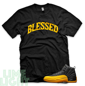 University Gold "Blessed" Air Jordan 12 Black Sneaker T-Shirt