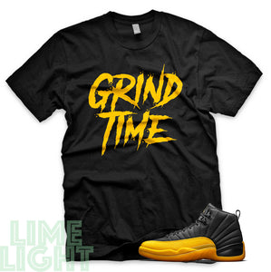 University Gold "Grind Time" Air Jordan 12 Black Sneaker T-Shirt