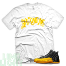 Load image into Gallery viewer, University Gold &quot;Backwoods&quot; Air Jordan 12 White Sneaker T-Shirt
