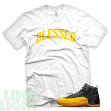 Load image into Gallery viewer, University Gold &quot;Blessed&quot; Air Jordan 12 White Sneaker T-Shirt
