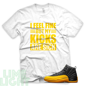 University Gold "Sick Kicks" Air Jordan 12 White Sneaker T-Shirt