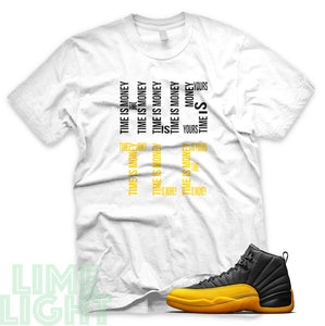 University Gold "Time is Money" Air Jordan 12 White Sneaker T-Shirt