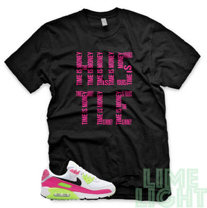 Pink Blast/ Ghost Green "Time is Money" Air Max 90 Black T-Shirt