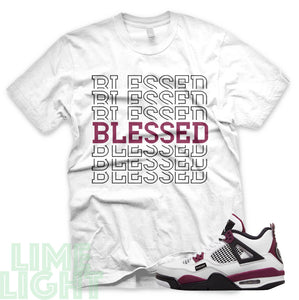 Bordeaux "Blessed7" Air Jordan 4 White Sneaker T-Shirt