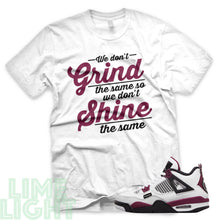 Load image into Gallery viewer, Bordeaux &quot;Grind and Shine&quot; Air Jordan 4 White Sneaker T-Shirt
