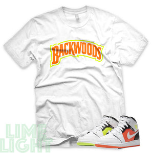Volt/ Hyper Crimson "Backwoods" Air Jordan 1 GS  | Air Jordan 1s PS | AJ1 Notebook White Sneaker T-Shirt