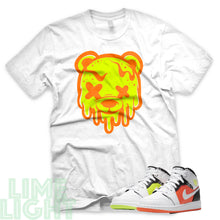 Load image into Gallery viewer, Volt/ Hyper Crimson &quot;Drippy Bear&quot; Air Jordan 1 GS  | Air Jordan 1s PS | AJ1 Notebook White Sneaker T-Shirt
