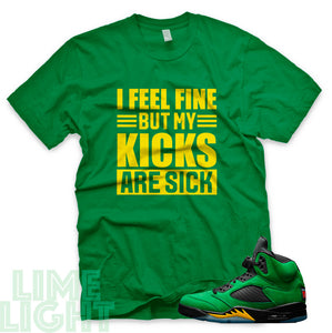 Oregon Green "Sick Kicks" Air Jordan 5 Green Sneaker T-Shirt