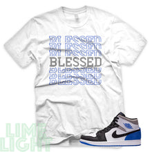 Load image into Gallery viewer, Union Hyper Royal | Game Royal Black Toe &quot;Blessed7&quot; Air Jordan 1 White Sneaker T-Shirt
