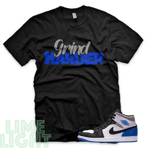 Union Hyper Royal | Game Royal Black Toe "Grind Harder" Air Jordan 1 Black Sneaker T-Shirt